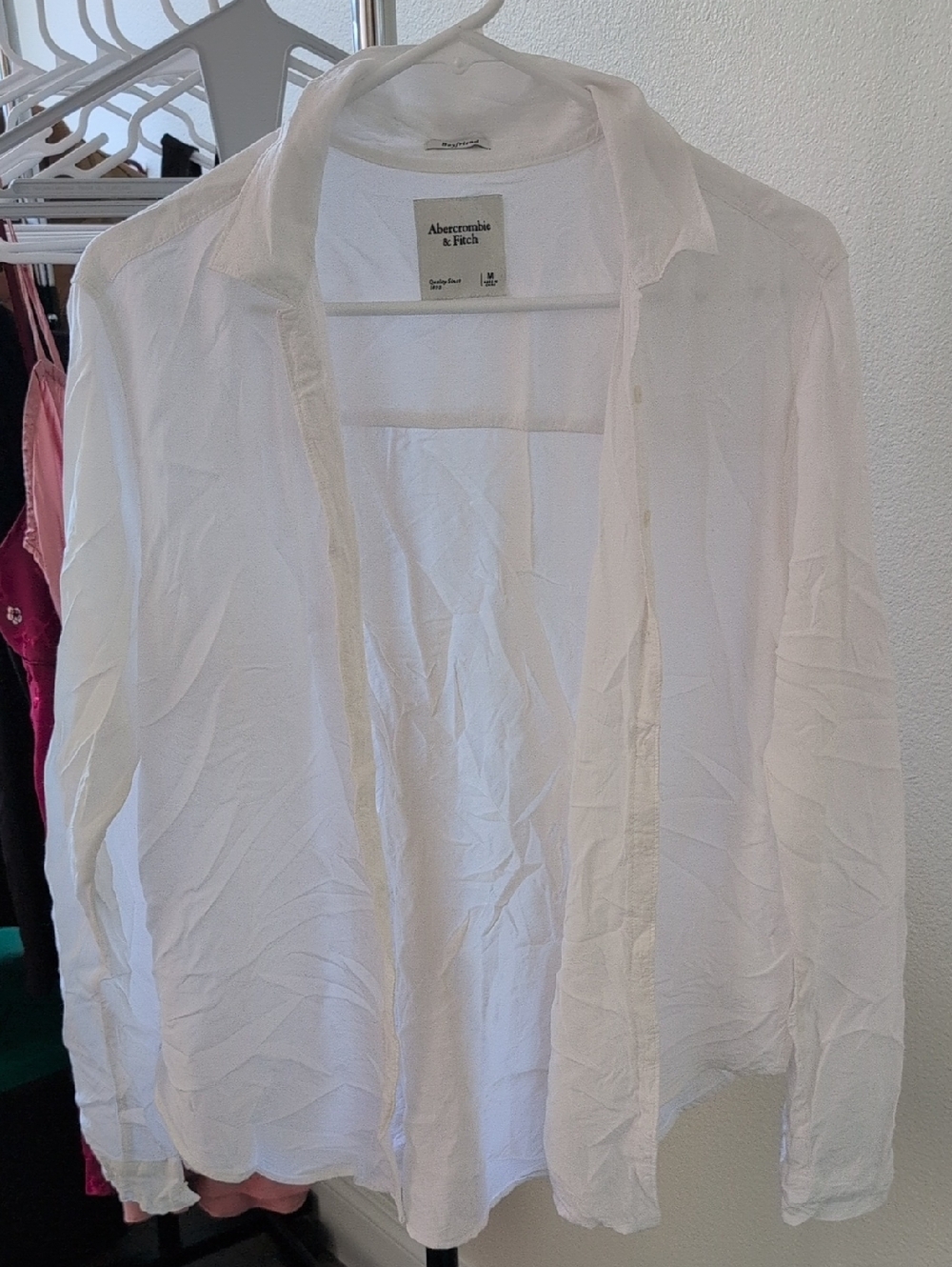Abercrombie & Fitch Super Soft White Lightweight Button-Down Shirt
